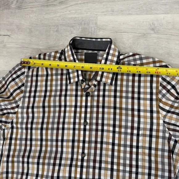 Orvieto Men's Long Sleeve Checkered Button Down Shirt in Neutral Tones Size M - Picture 12 of 17